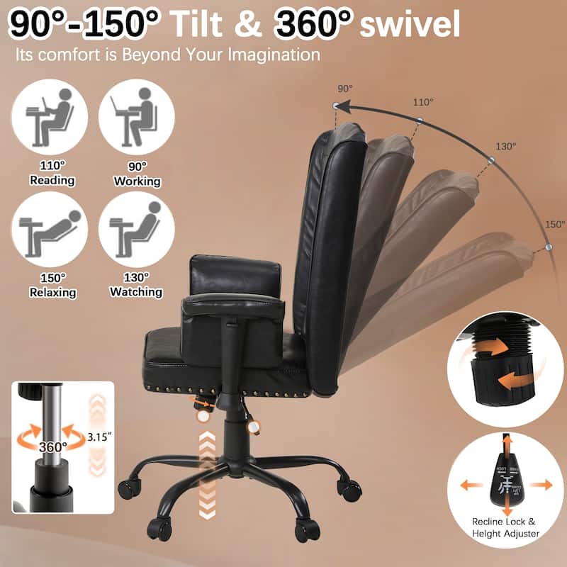 Javlergo Adjustable Home Office Desk Chair Desk Chair Executive Office Chair Computer Chair Ergonomic Mid Back with 360° Swivel