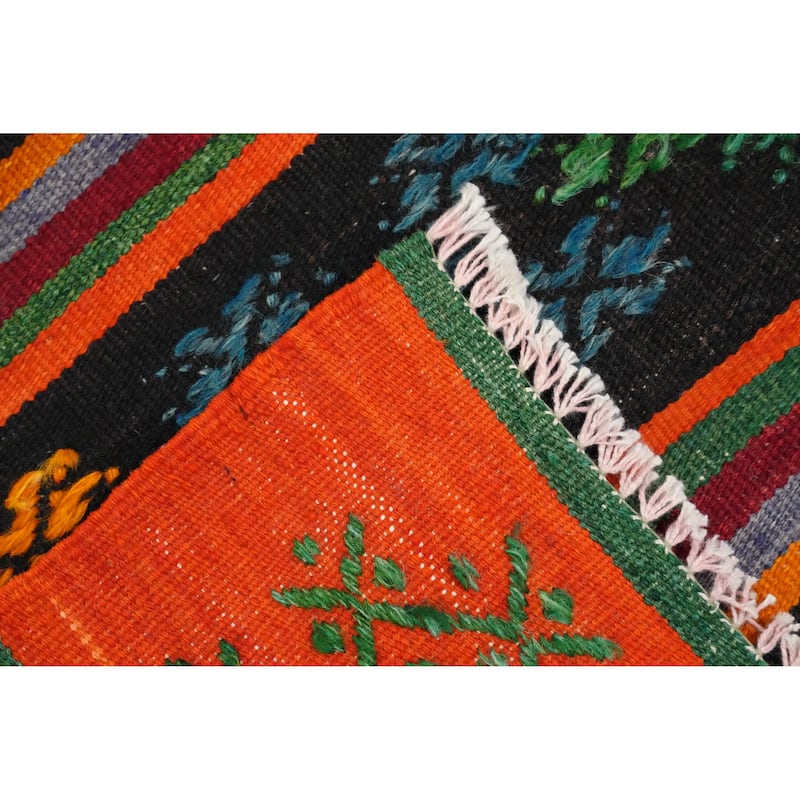 Hand Woven Oriental 100% Wool Carpet Southwestern Tribal Multi-Colored Kilim Area Rug - 8' 8'' X 5' 4''