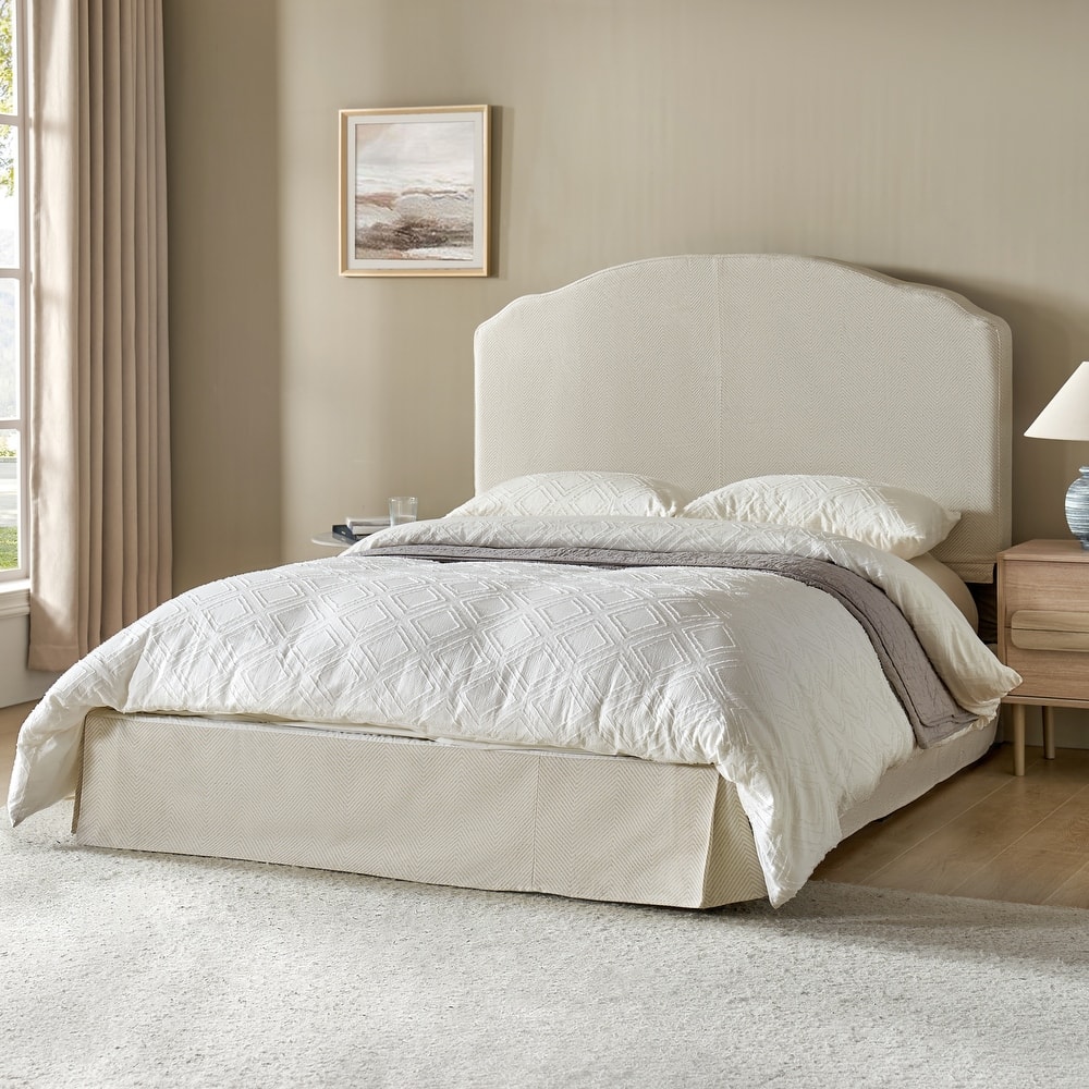 Kristian Traditional Bedroom Machine Washable Slipcovered Bed with Variety Fabric Choice Set-QB by HULALA HOME