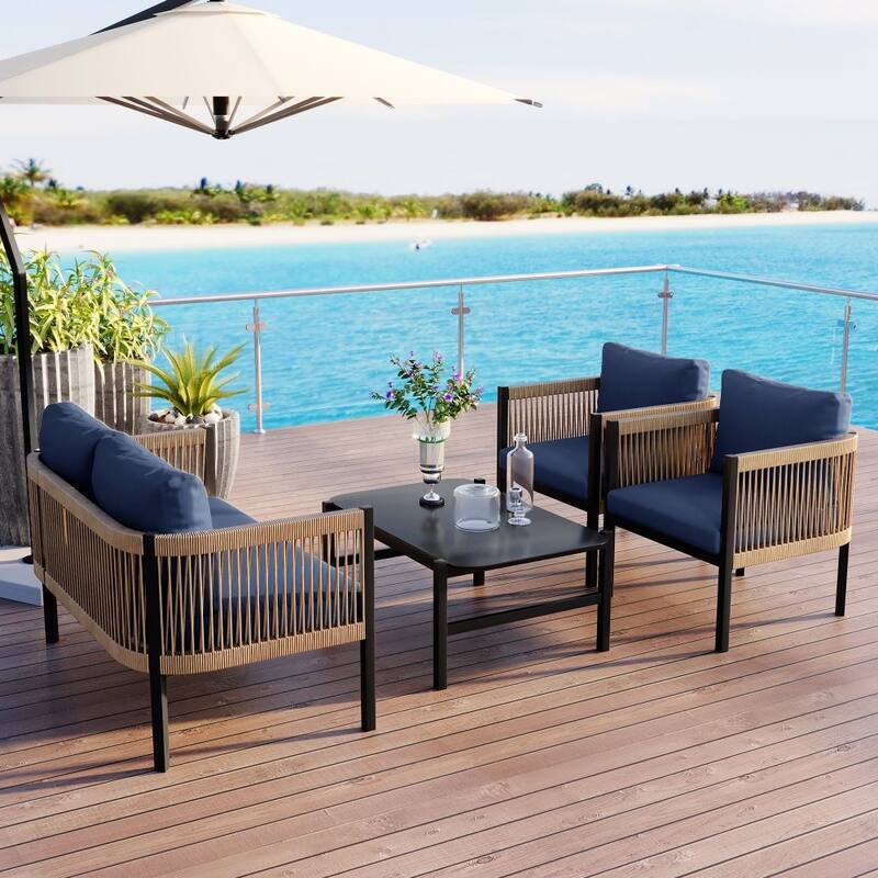 Modern Outdoor Multi-person Sectional Sofa with A Table for Garden