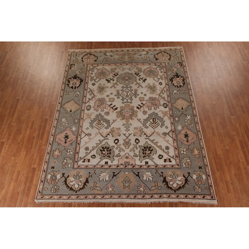 All-Over Oushak Living Room Area Rug Handmade Wool Carpet - 9'0"x 11'9"