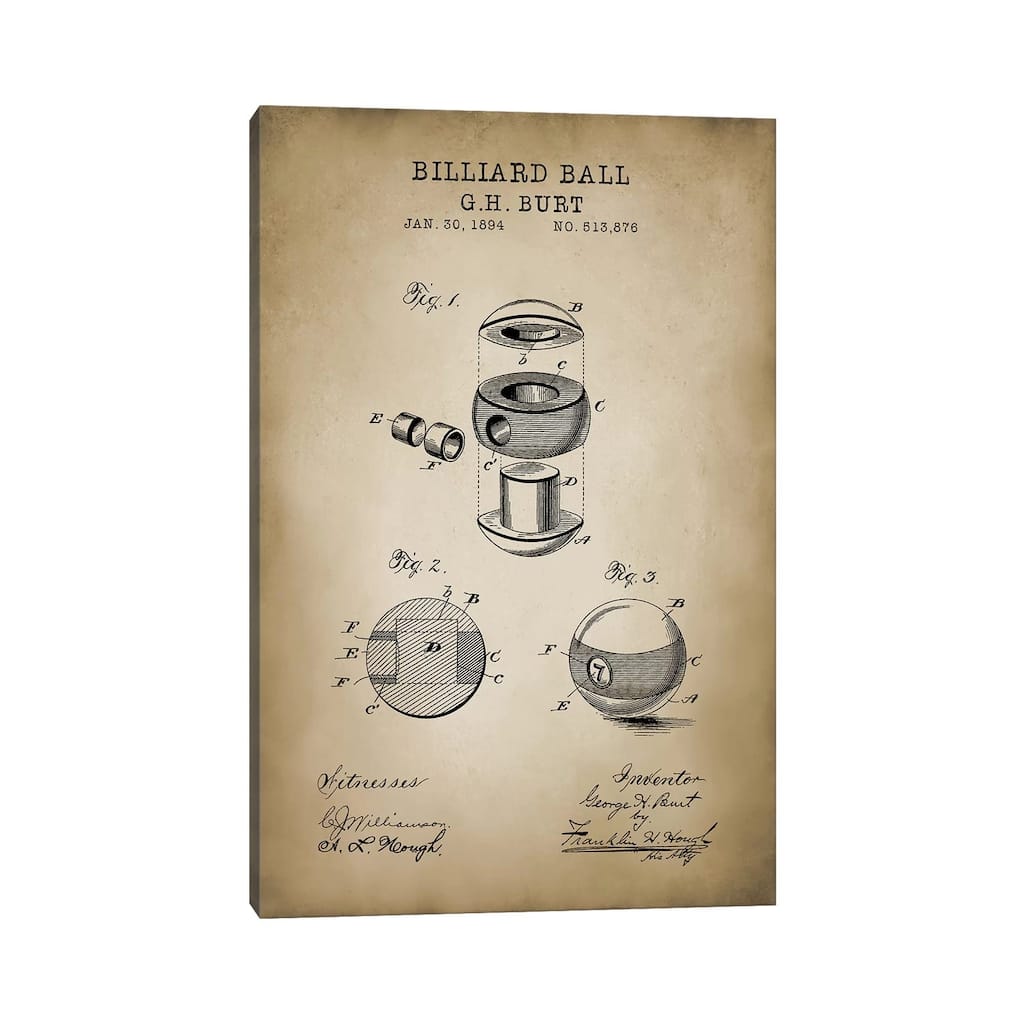 iCanvas "Billiard V" by PatentPrintStore Canvas Print