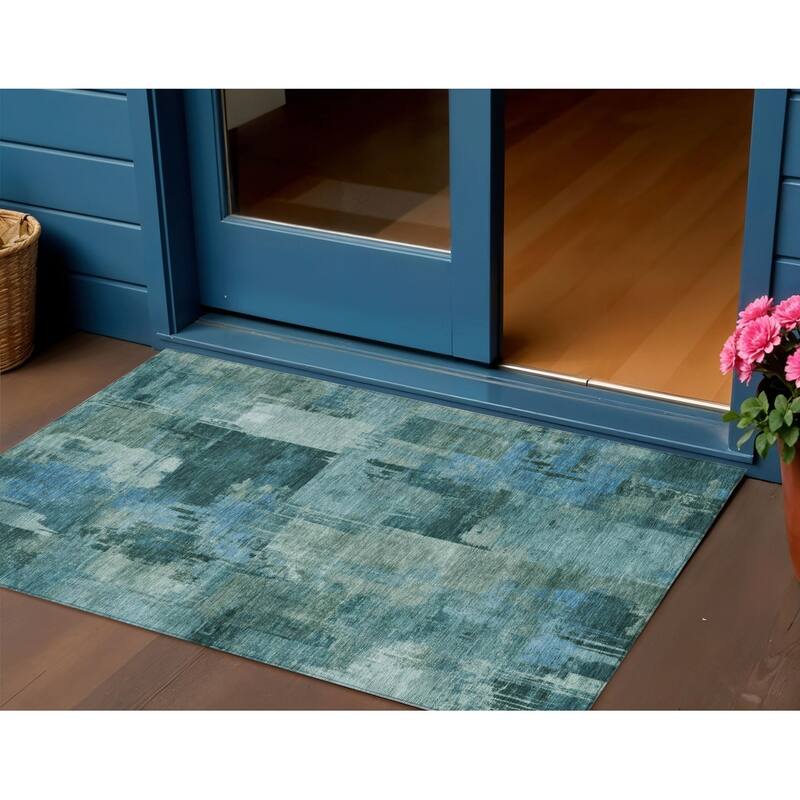 HomeRoots Abstract Transitional Rectangle Outdoor Rug - 3' x 5'