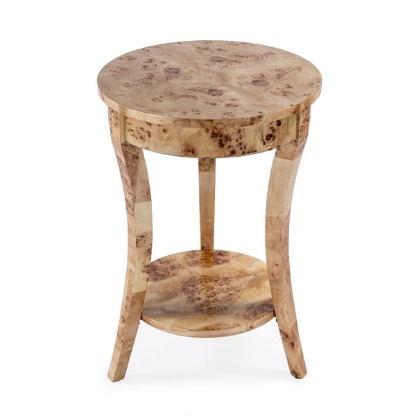 slide 2 of 7, Holdin Round Burl Wood 18"W Side Table Light Burl