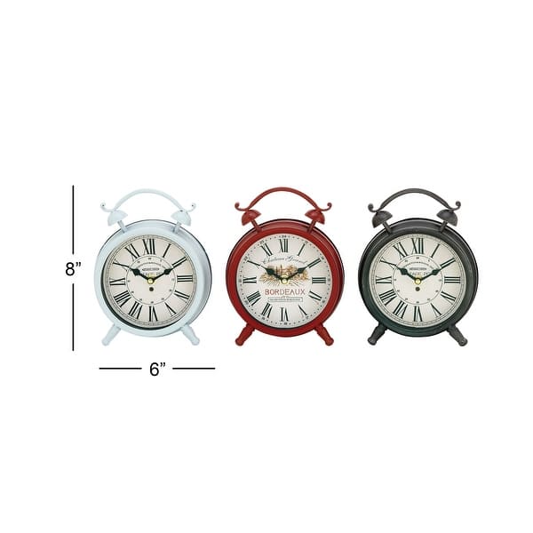 dimension image slide 1 of 2, Iron Vintage Clock No Theme (Set of 3) - 6 x 3 x 8Round