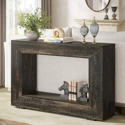 47-Inch Modern Dark Grey Black Wood Entryway Console Sofa Table with Storage Space - 47.24”L x 11.81”W x 32.87”H
