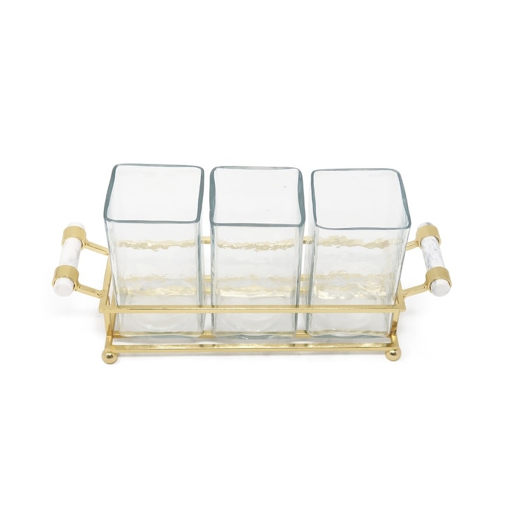 Cutlery Holder with Silver Frame and Cylinder Handles - 12.6"L
