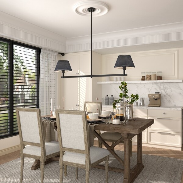 Acroma 2-light Black Linear Chandelier with Fabric Shade - 51