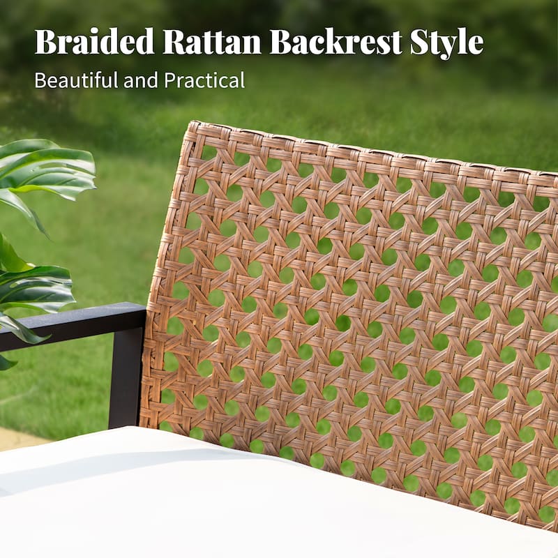 4-Piece Patio Furniture Wicker Outdoor Bistro Set, All-Weather Rattan Wood Conversation Set with Soft Cushions by Havenside Home