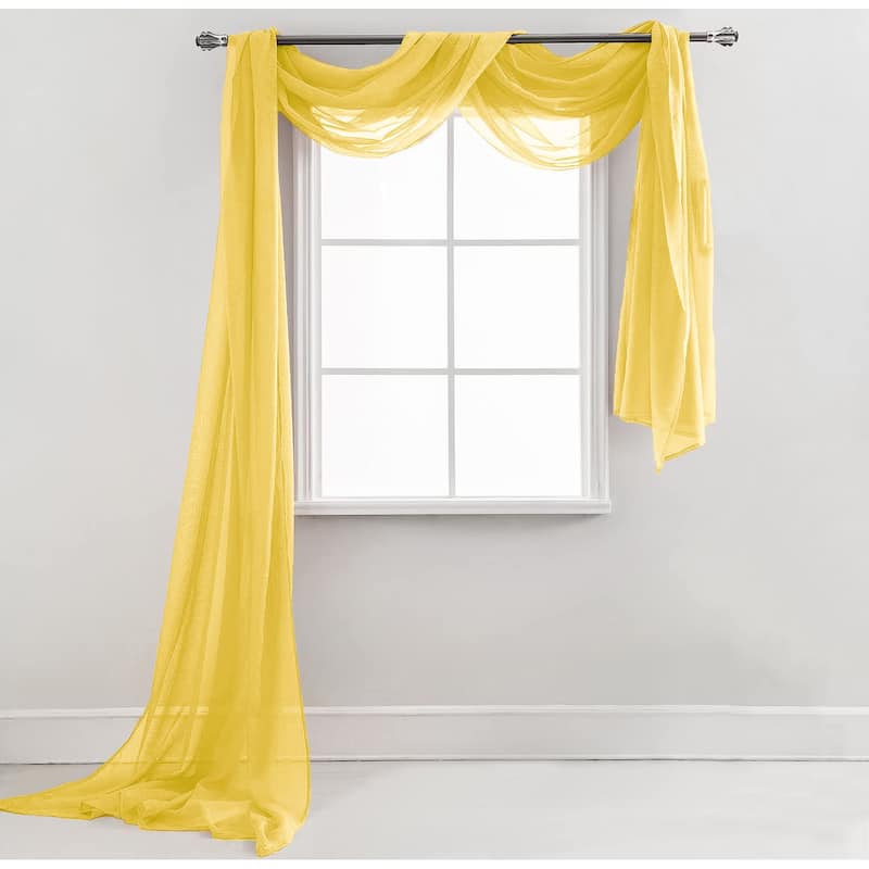 37" x 216" - Yellow Sheer Window Scarf Valance Topper Draping Extra Long - 37" x 216" - Yellow - 37" x 216"