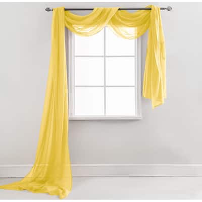 37" x 216" - Yellow Sheer Window Scarf Valance Topper Draping Extra Long - 37" x 216"