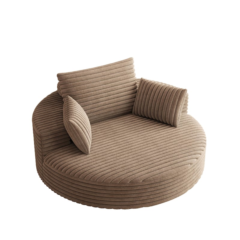 55''L Corduroy Chenille Foam Single Swivel Chair, Fluffy Modern Sleeper, 360 Degree Swivel Chair