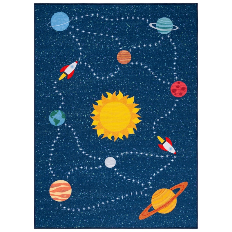 SAFAVIEH Kids Playhouse Machine Washable Slip Resistant Jerrilyn Neighborhood - 5' 5" x 7' 7" - Navy/Gold - Rectangle