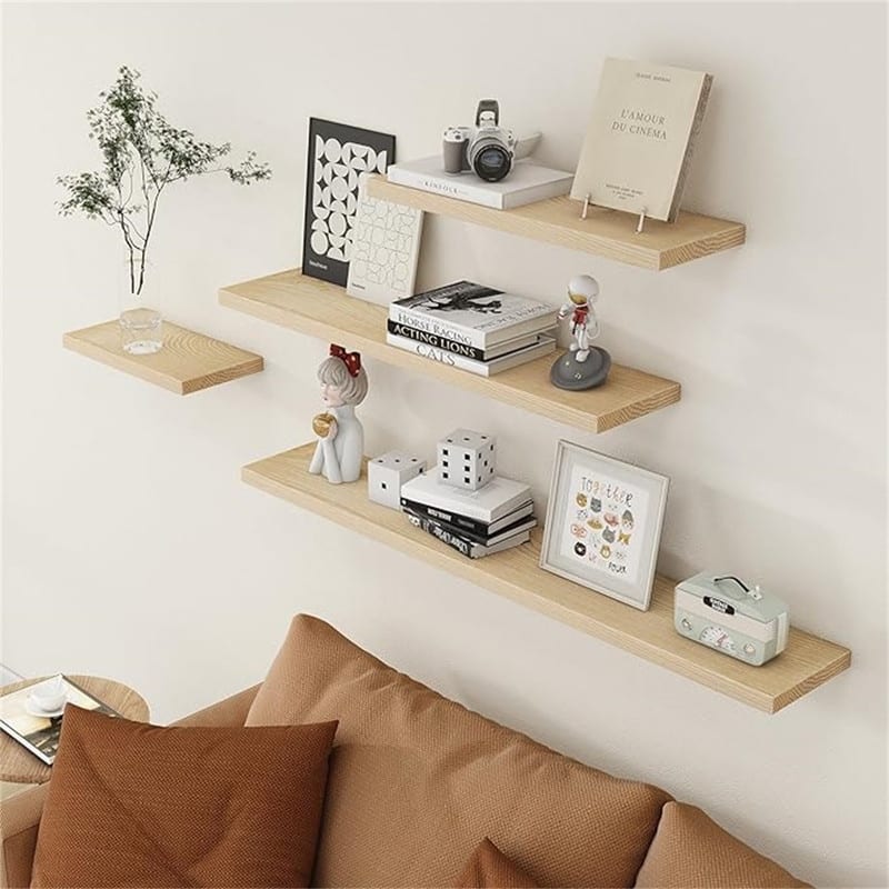 Natural Wood Floating Shelves for Wall 36 Inch - 8"D x 36"W x 1.2"H
