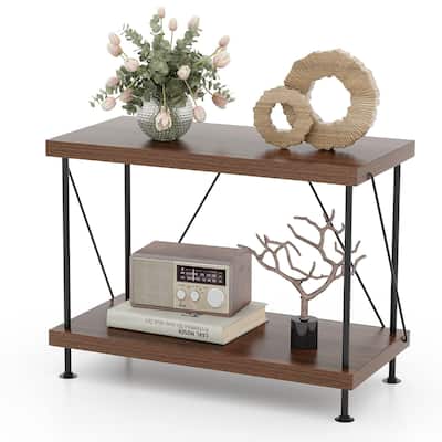 Gymax 2-Tier Multipurpose Display Rack Freestanding Bookshelf w/ Metal