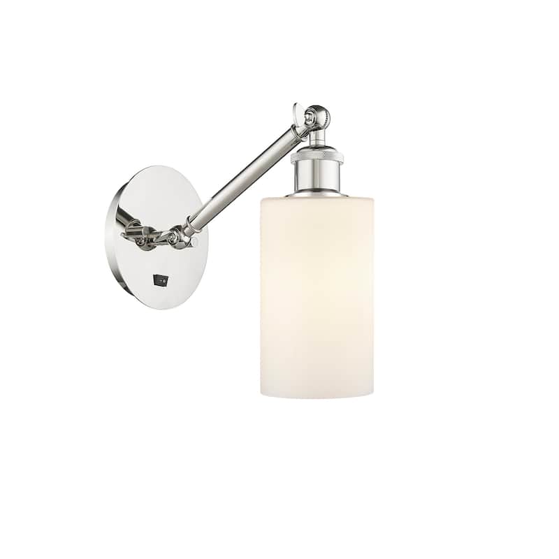 Innovations Lighting 317-1W-13-6 Clymer Sconce Clymer 13" Tall Wall - Polished Nickel / Matte White