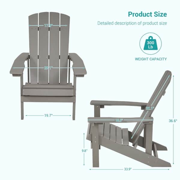 dimension image slide 6 of 11, Bonosuki Patio Faux Wood Adirondack Chair Weather Resistant-Set of 2