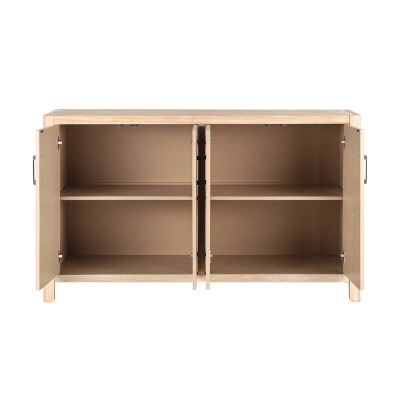 Rustic Storage Cabinet with Wood Legs, Buffet with Soft-Close Doors, Large Storage Entryway Accent Cabinet