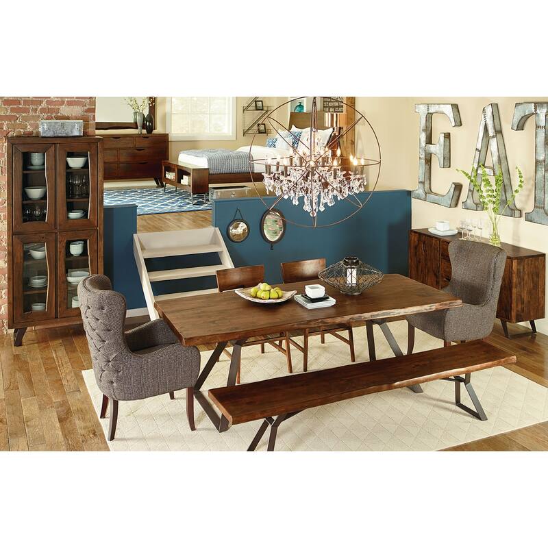 Nottingham 94-Inch Acacia Wood Dining Table in Walnut Finish - Brown
