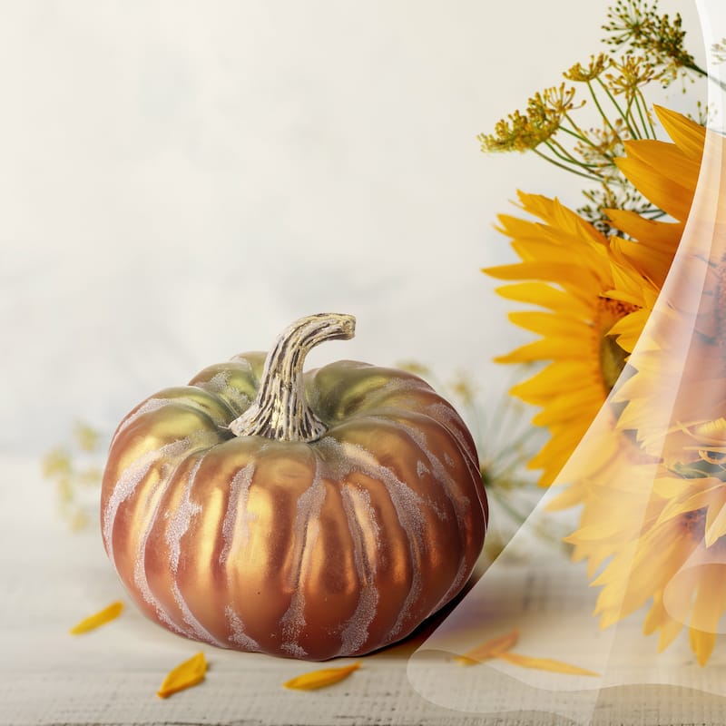 6" Autumn Pumpkin Set of 2 - strofoam:90% plastic:10%