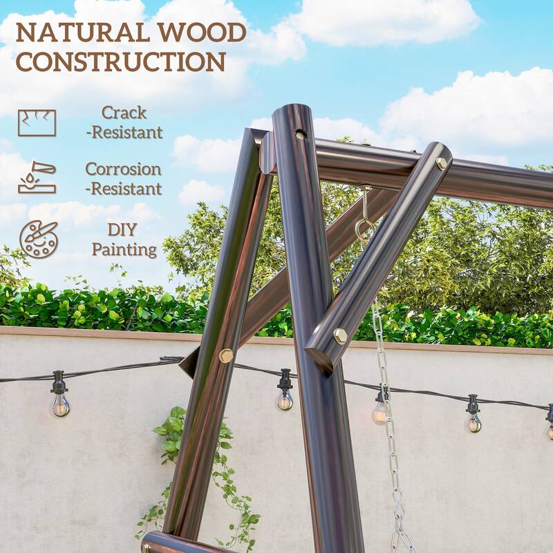 Outsunny 660 lbs Porch Swing Frame, Heavy Duty A-Frame Wooden Swing Stand for DIY Painting