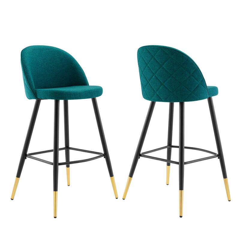 Cordial Fabric Bar Stools - Set of 2 - Teal