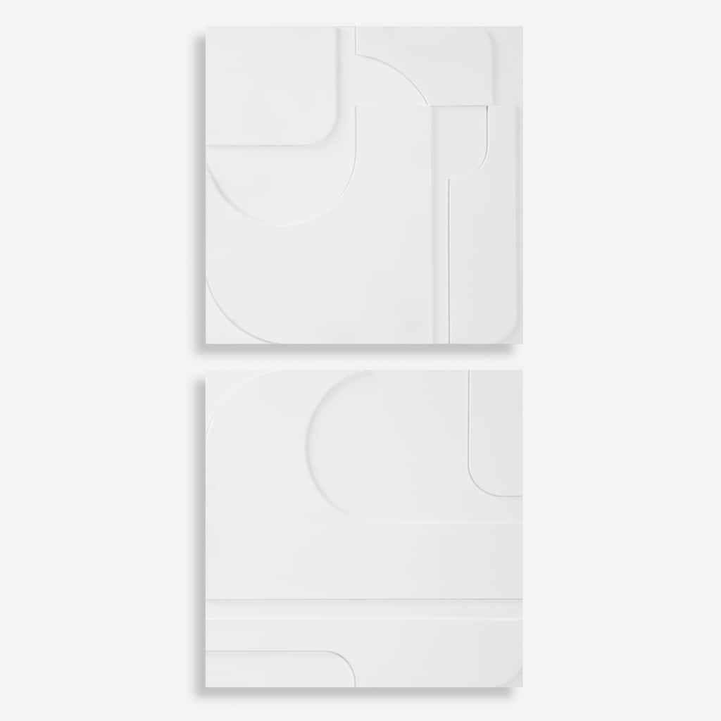 Uttermost Contours White Wall Decor, Set of 2 - 24"H x 24"W x 1.38"D