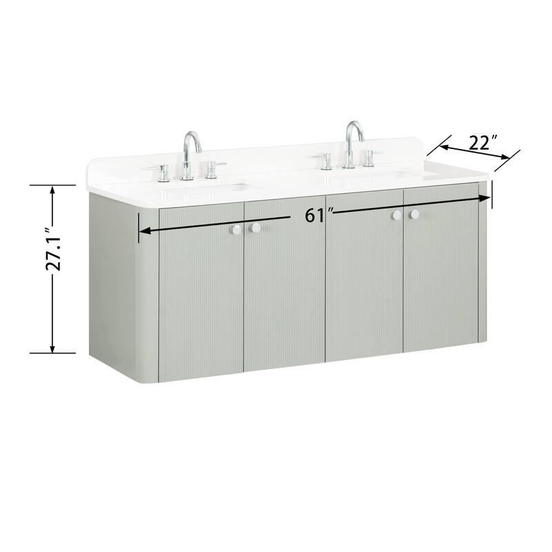Haley Bathroom Vanity in Soft Sage with White Engineered Stone Top