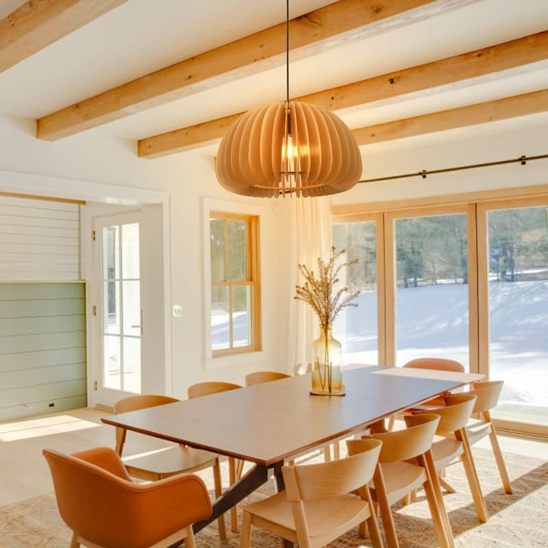 60-Watt 1-Light Brown Pendant Light with Pumpkin Shape for Kitchen Island, Semi Flush Mount Chandelier for Dining Room
