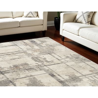 Power Loomed Abstract Modern Non Skid Stain Resistant Area Rug - 108' X '72' X '0.5