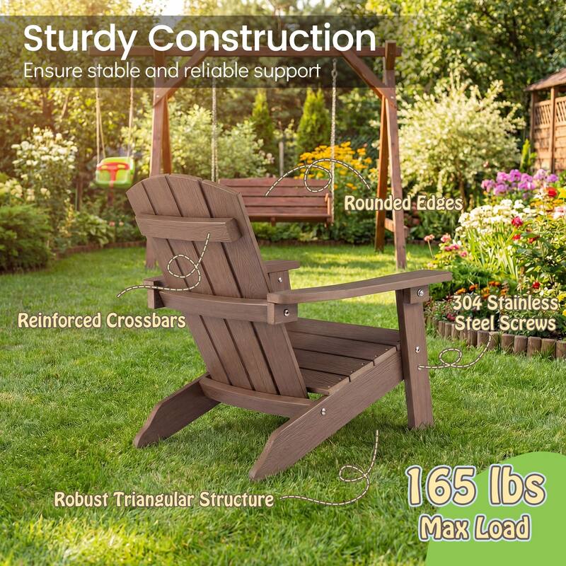 Gymax 4PCS Kid's Adirondack Chair All-Weather HDPE Toddler Lawn Chair