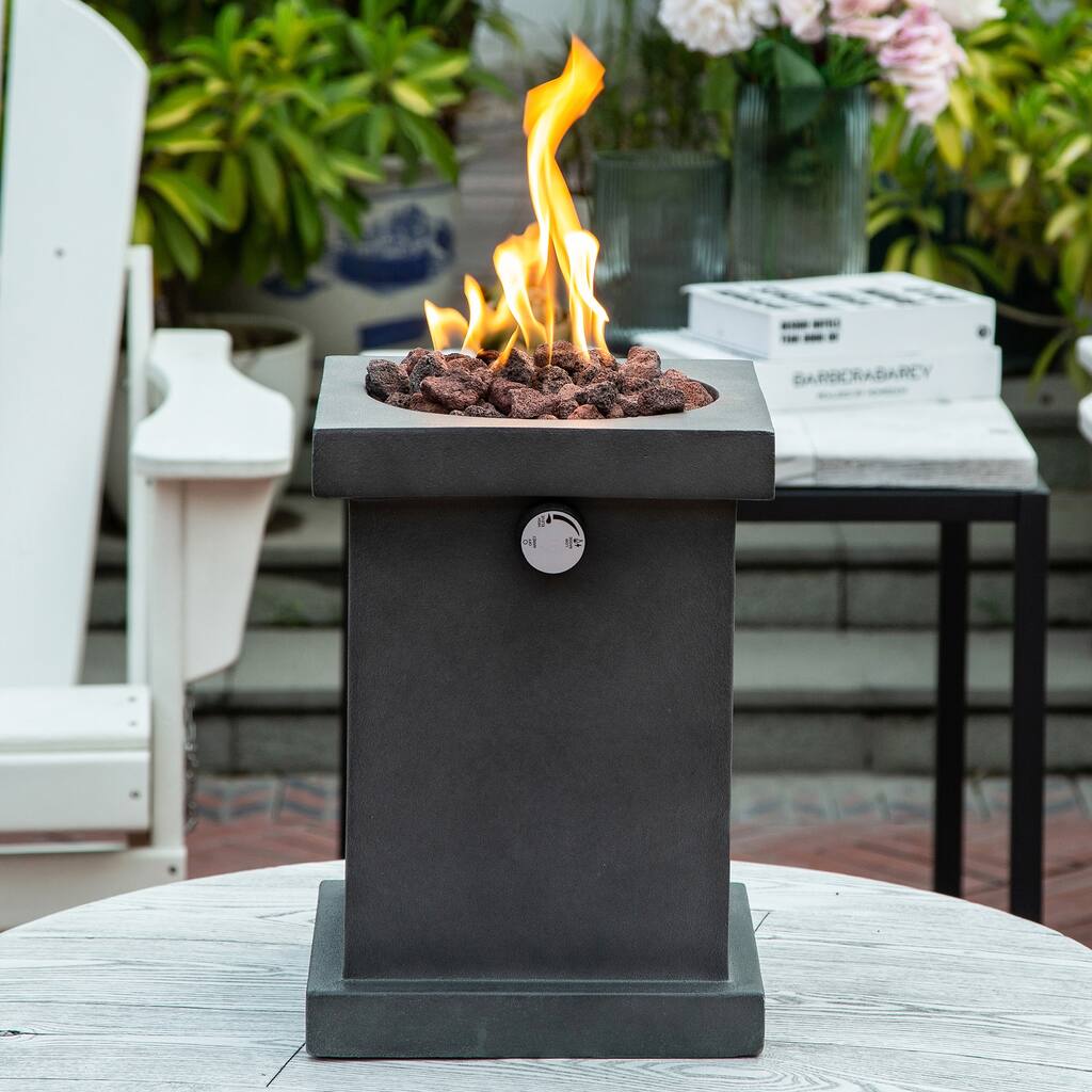 10" Square Faux Cement 10,000BTU Propane Portable Table Top Fire pit
