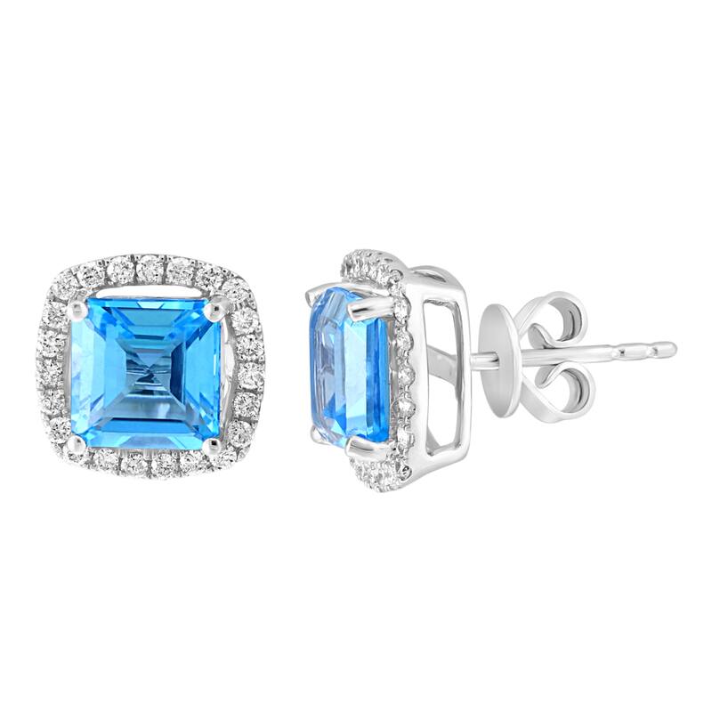 EFFY 14K Yellow Gold Diamond Blue Topaz Earrings