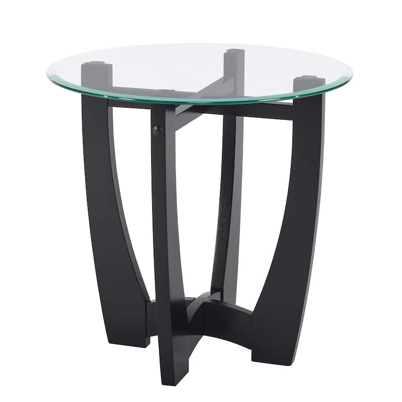 23.5-Inch Round Tempered Glass Coffee Table - Modern Centerpiece for Compact Spaces‌ - 23.5 inch