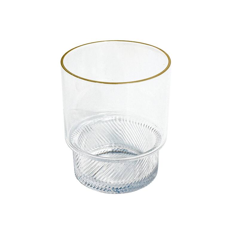 Abode Homewares Stax Optic Acrylic Twist Drinking Glass - Clear with Gold Rim - Set of 6