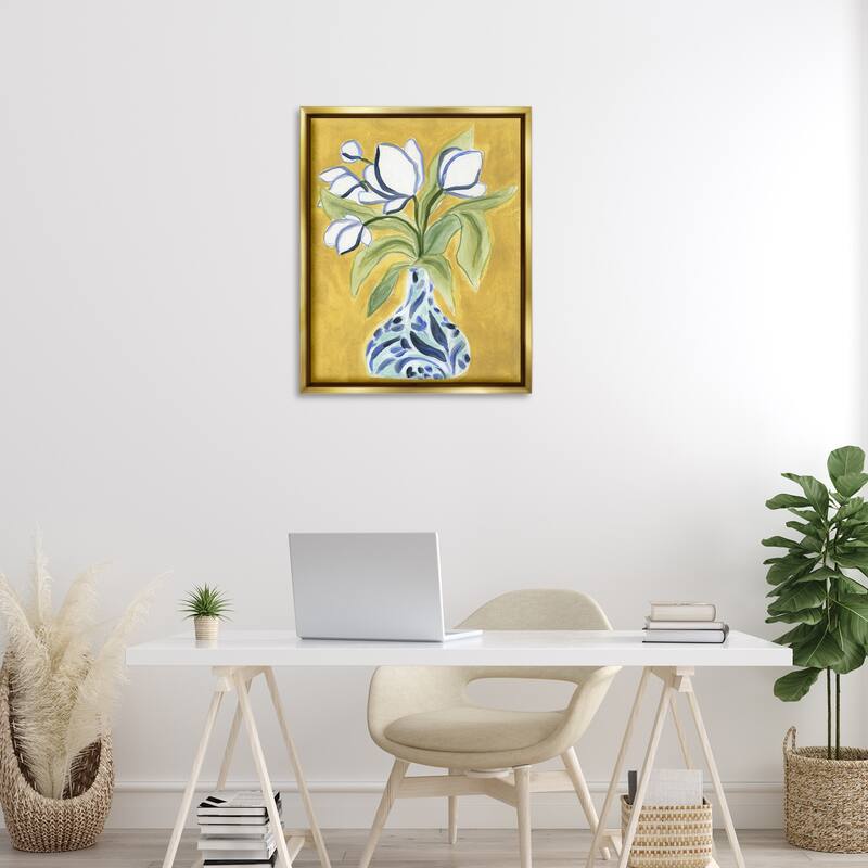 Stupell Bright Tulips in Vase Framed Floater Canvas Wall Art Design By June Erica Vess