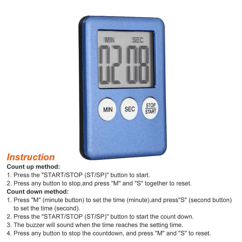 Digital Timer,1Pcs Small Count Down/UP Clock with Magnetic,Kitchen Timer Blue