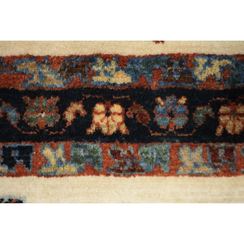 Hand Knotted Oriental 100% Wool Carpet Traditional Tribal Beige & Ivories Gabbeh (Qashqai) Area Rug - 6' 7'' X 4' 10''