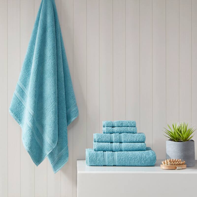 Aegean 100-percent Turkish Cotton 6 Piece Towel Set by 510 Design - Aqua