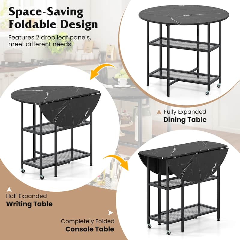 Gymax Round Outdoor Dining Table for 4 People 36 inch Acacia Wood