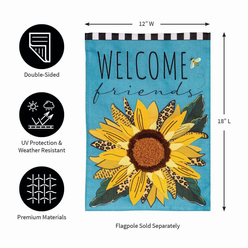 Welcome Friends Leopard Sunflower Burlap Garden Flag
