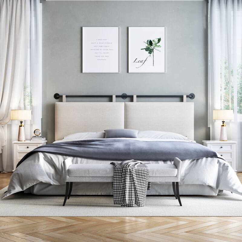 Wayna Wall Mount Upholstered Headboard,Flat Headboard, Quick Install - Beige - King