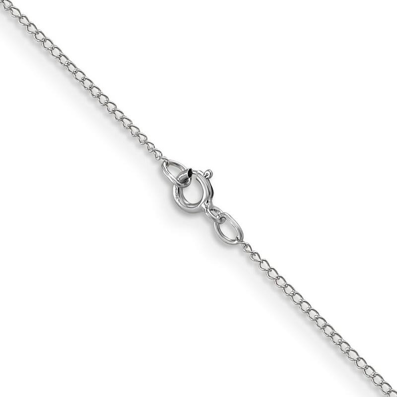 Curata 14k White Gold 0.51mm Solid Carded Curb Chain Necklace (Spring Ring)