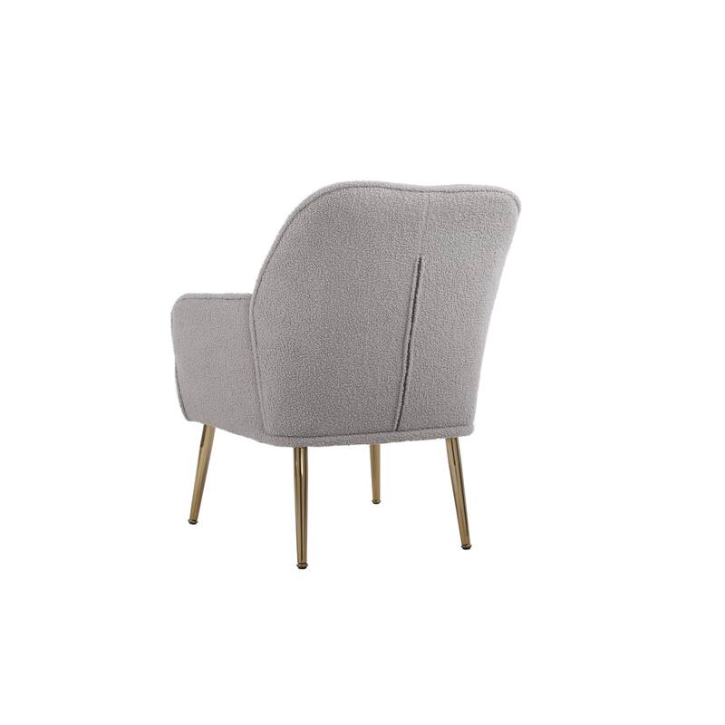 Modern Mid Century 28.7" Sherpa Arm Chair with Iron Legs for Living Room