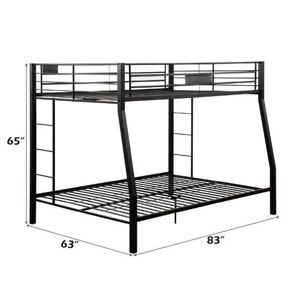 Durable Full XL/Queen Bunk Bed, Sandy Black Finish with Ladder