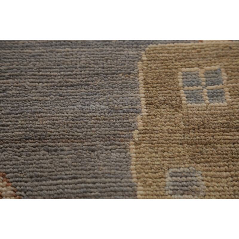 Hand Knotted Oriental 100% Wool Carpet Transitional All-Over Greys & Charcoal Oushak Area Rug - 14' 0'' X 10' 1''
