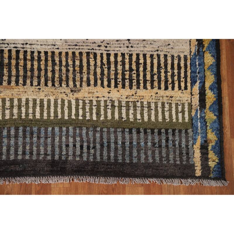 Hand Knotted Oriental 100% Wool Carpet Modern Tribal Multi-Colored Moroccan Area Rug - 8' 1'' X 5' 10''