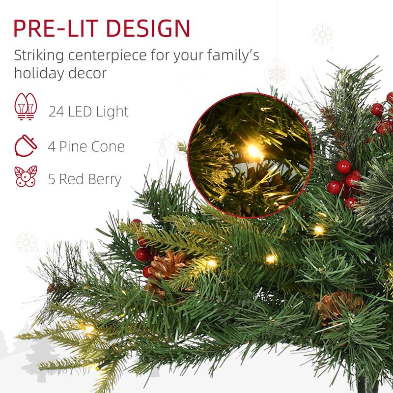 HOMCOM 2 ft. 2-Pack Small Outdoor Christmas Trees with Lights