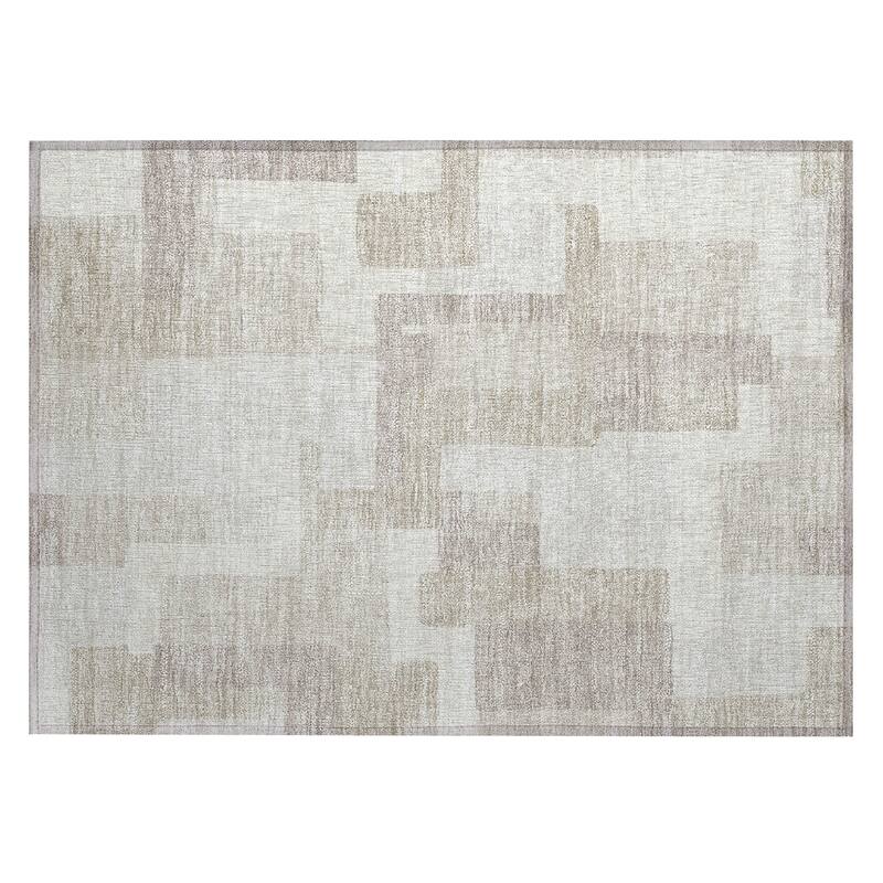 Machine Washable Indoor/ Outdoor Chantille Modern Blocks Rug