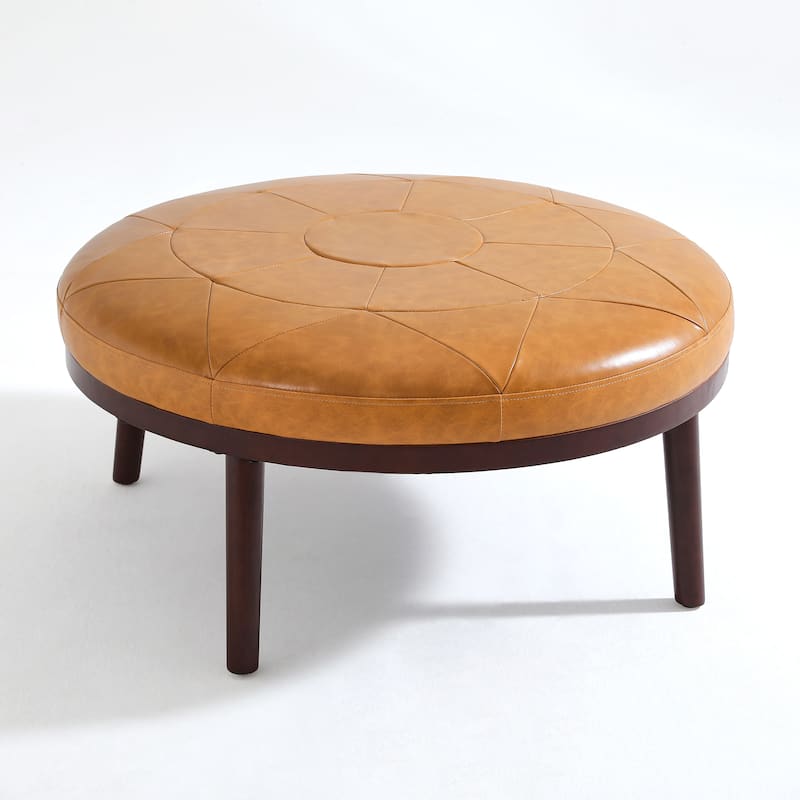 Lumibee 34.5" W Full Grain Genuine Italian Leather Ottoman